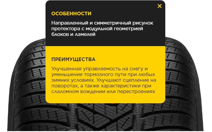Направленный и симметричный рисунок протектора с модульной геометрией блоков и ламелей